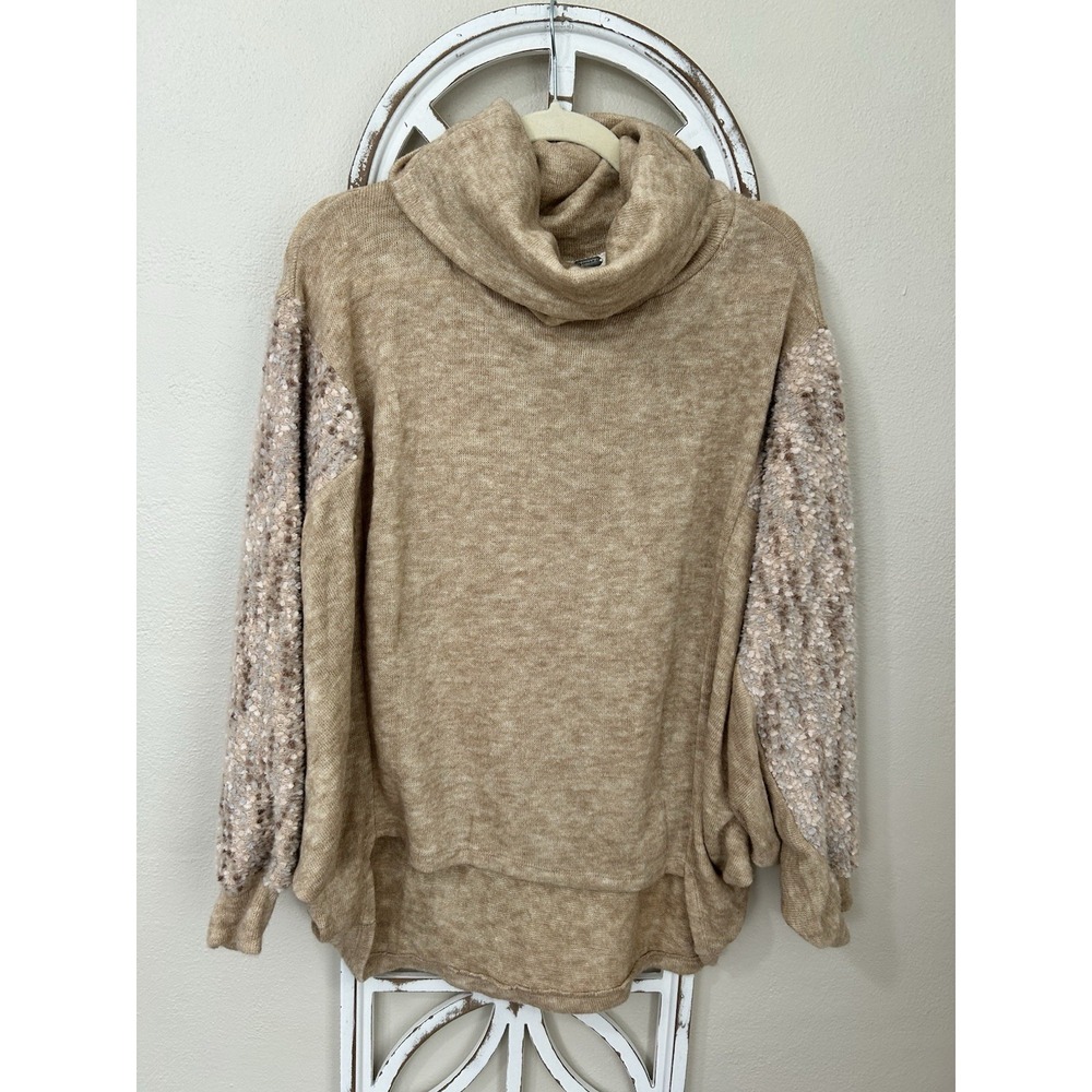 Gimmicks by BKE MEDIUM Oversized Boho Knit Soft Cowl Neck Sweater Mixed Media